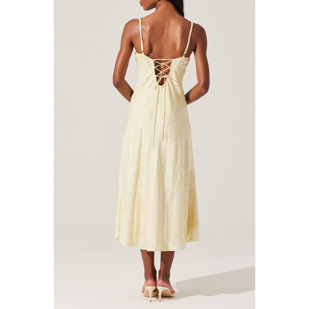 Astr The Label Kaiya Floral Bias Cut Satin Dress In Yellow