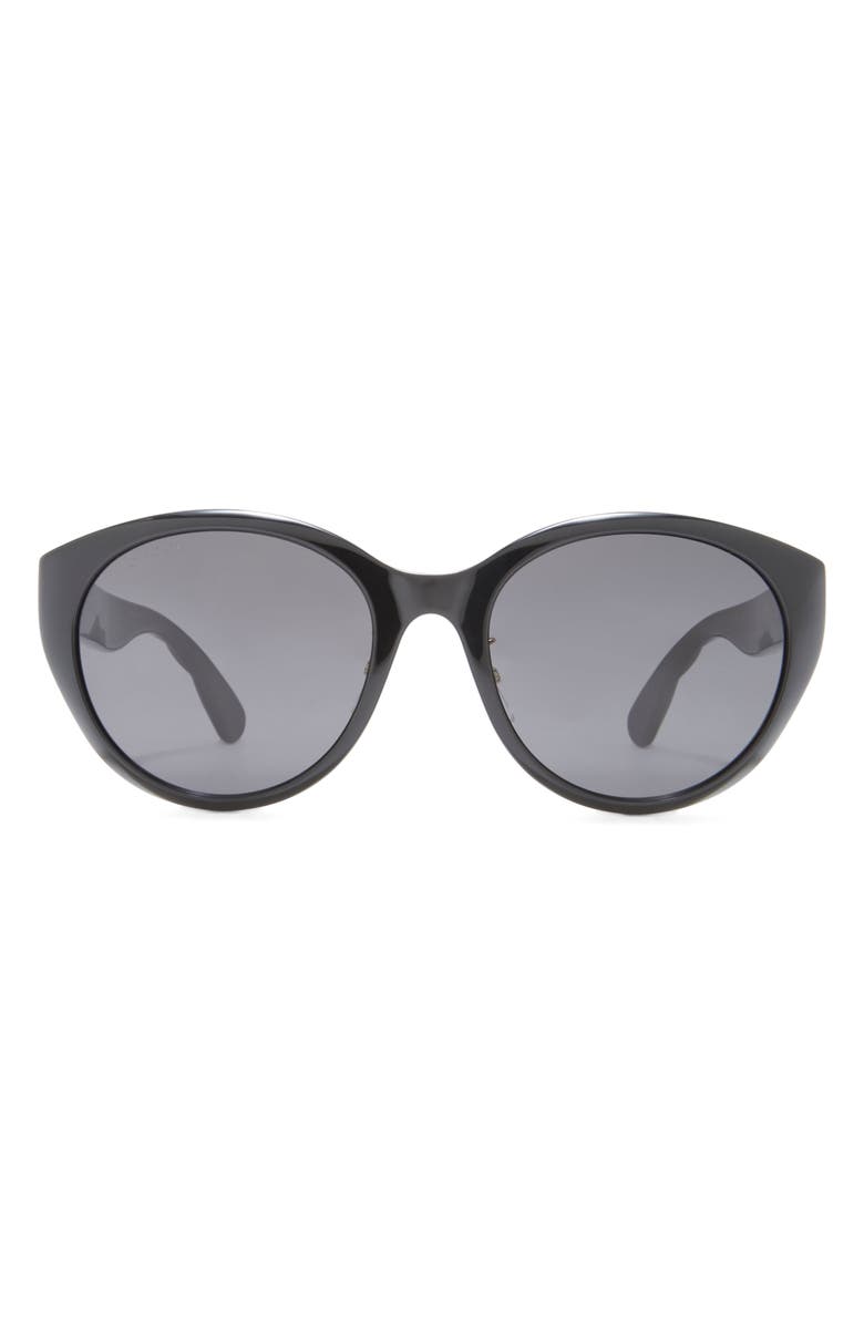 Gucci 56mm Cat Eye Sunglasses, Main, color, Black Black Grey