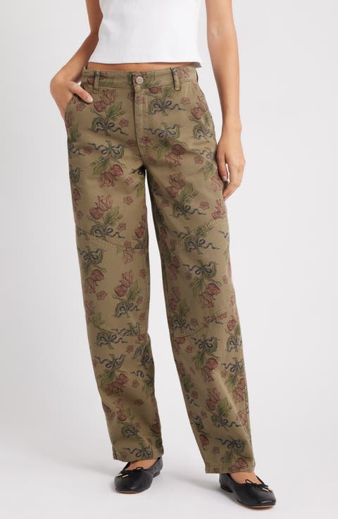 Drew Floral Print Relaxed Utility Jeans