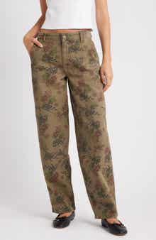 Damson Madder Drew Floral Print Relaxed Utility Jeans