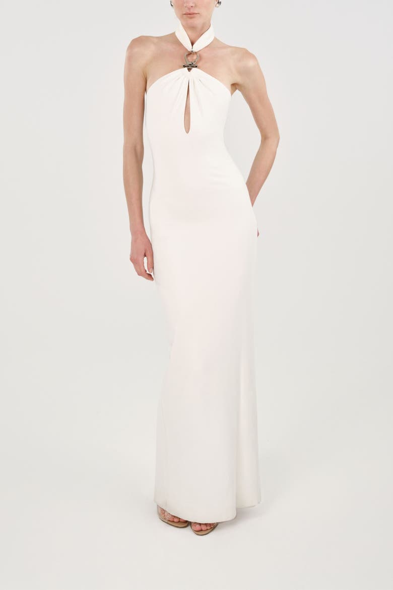 Cut-Out Detail Embellished Maxi Dress, Alternate, color, White