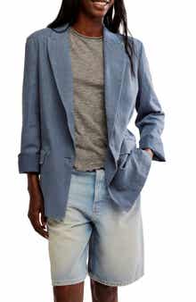 Free People Prep School Linen Blend Blazer