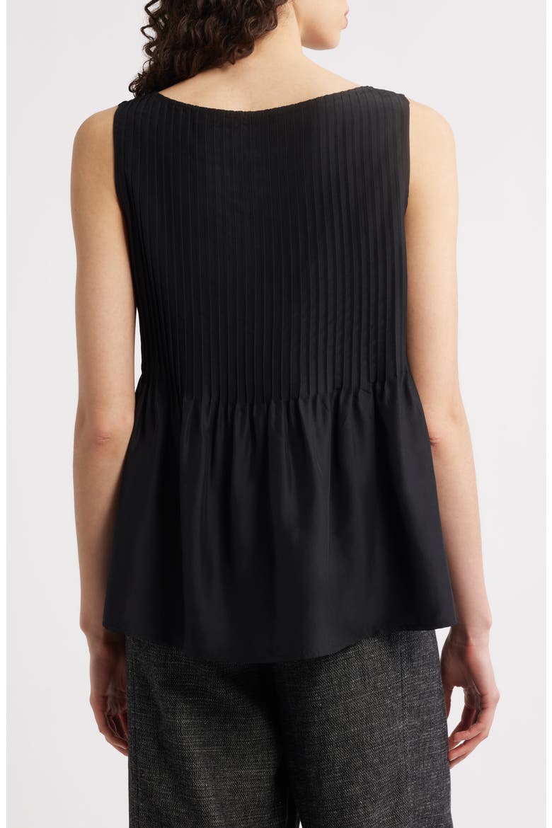 Pleated Silk Sleeveless Top, Alternate, color, BLACK