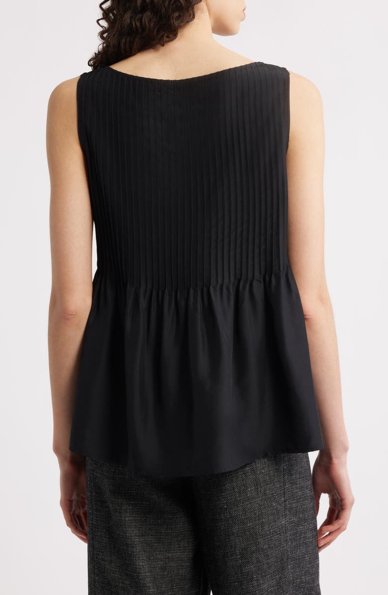 Eileen Fisher Pleated Silk Sleeveless Top, Alternate, color,