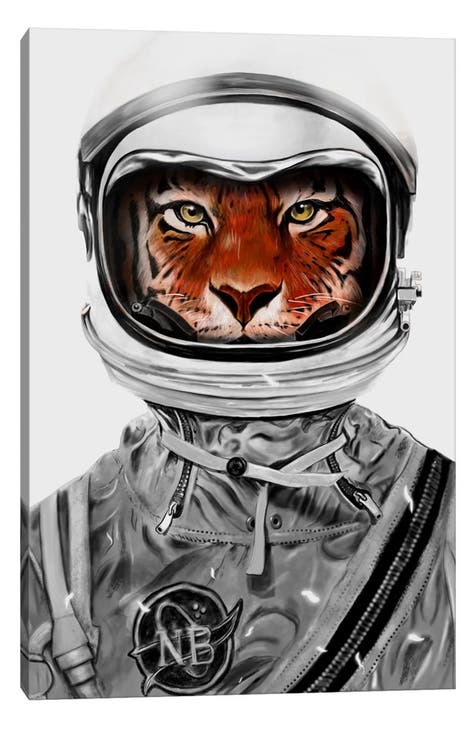 Astro Tiger in B&W by Nicebleed Canvas Wall Art