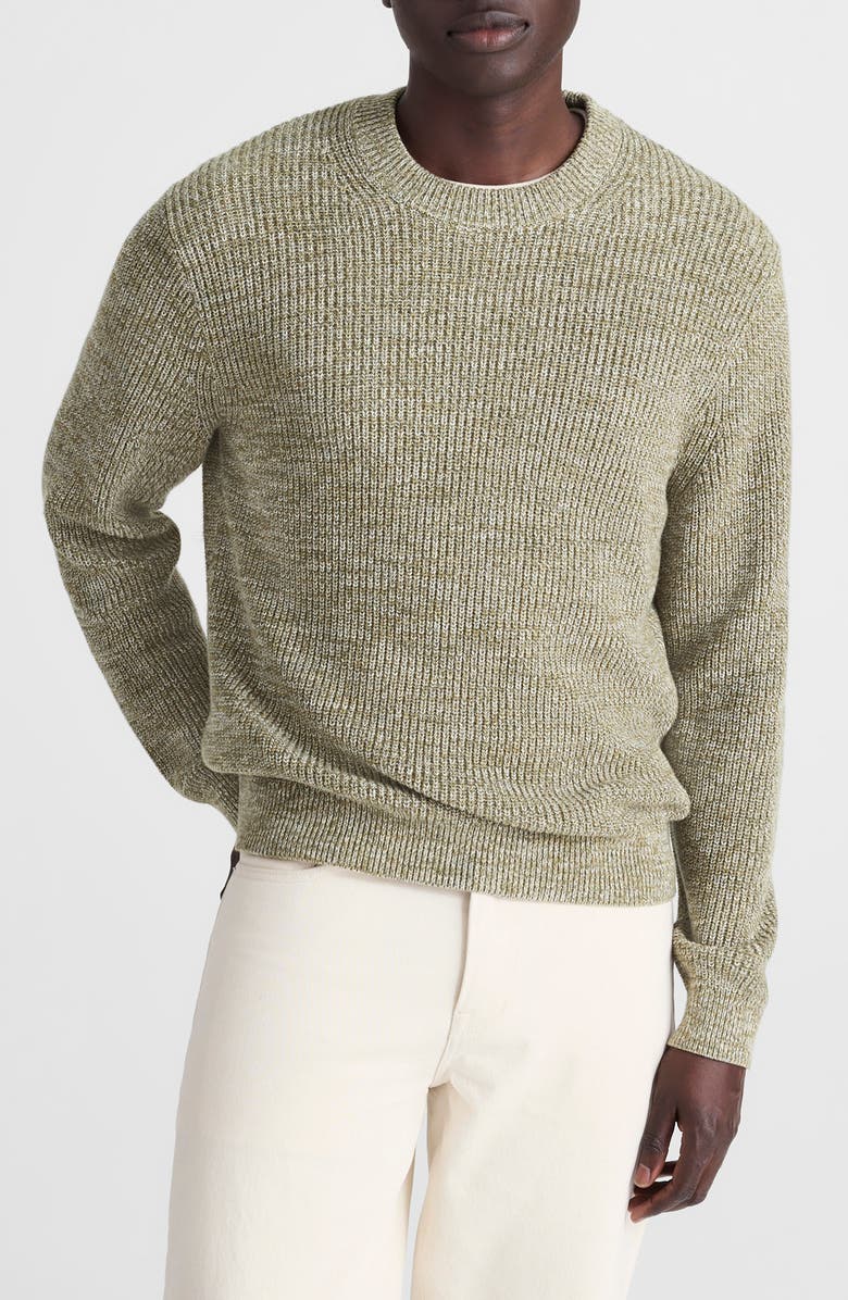 Madewell Marled Cotton Shaker Stitch Crewneck Sweater, Main, color, Dusty Olive