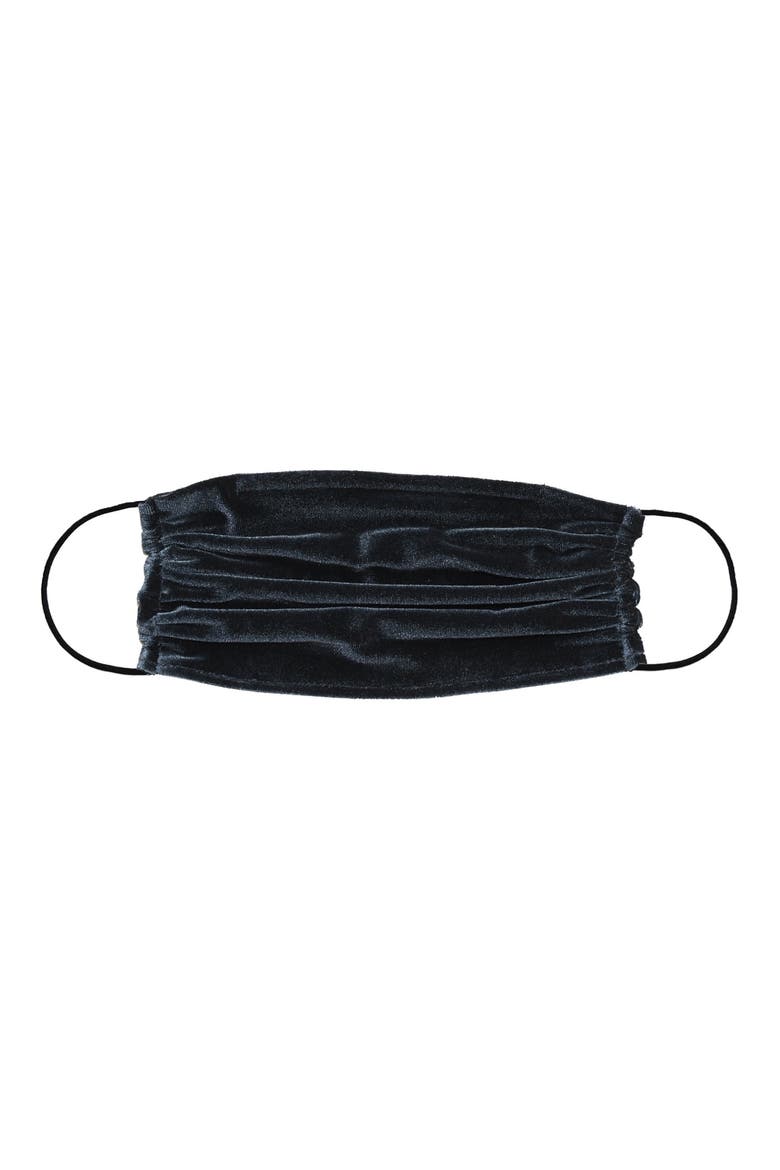 Adult Pleated Velvet Face Mask, Main, color, NAVY