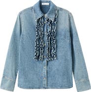 MANGO Ruffle Denim Shirt