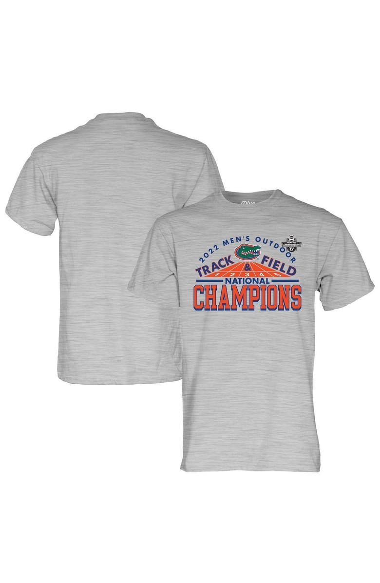BLUE 84 Men's Blue 84 Heathered Gray Florida Gators 2022 NCAA Men's Outdoor Track & Field National Champions T-Shirt, Main, color,