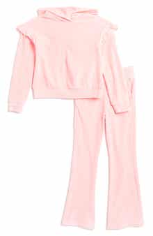 90 DEGREE BY REFLEX Kids' Velour Hoodie & Flare Pants Set