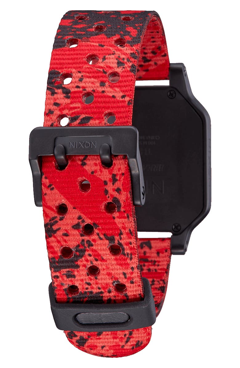 Nixon Heat Digital Rubber Strap Watch, Alternate, color, Black / Red