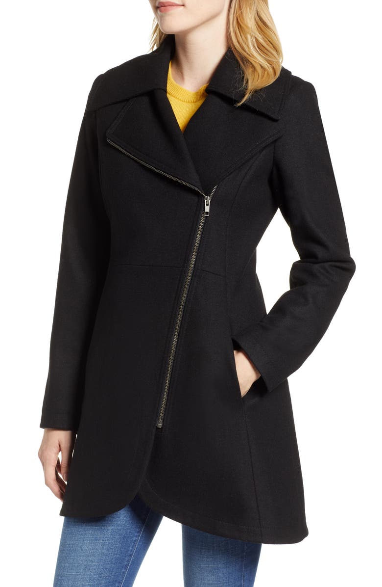 Halogen<sup>®</sup> Asymmetrical Zip Wool Blend Coat, Main, color, 
