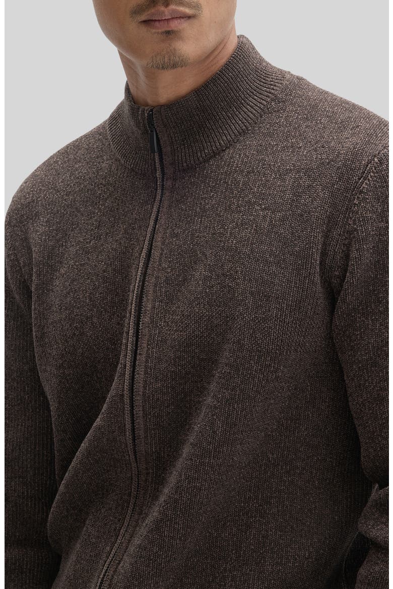 Idris Full Zip Mock Neck Sweater, Alternate, color, BROWN
