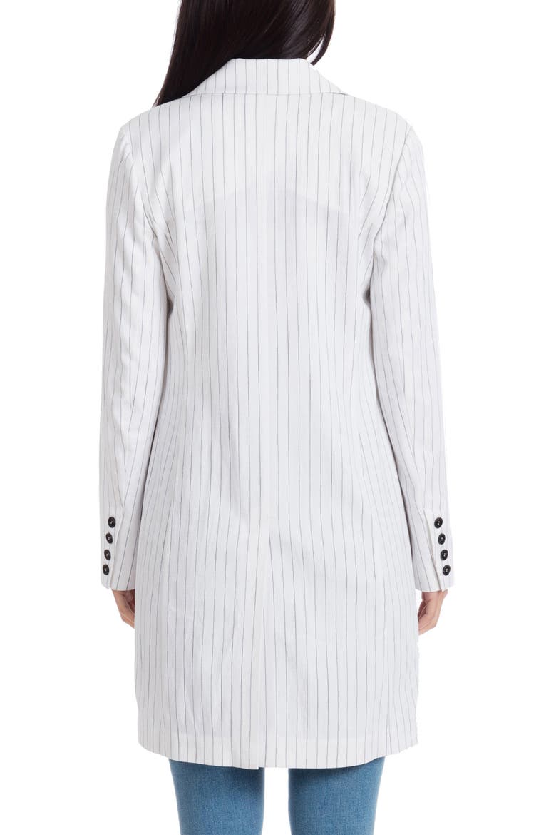Pinstripe Longline Blazer, Alternate, color, WHITE/ BLACK