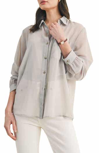 WISHLIST Chiffon Button Front Shirt with Cami