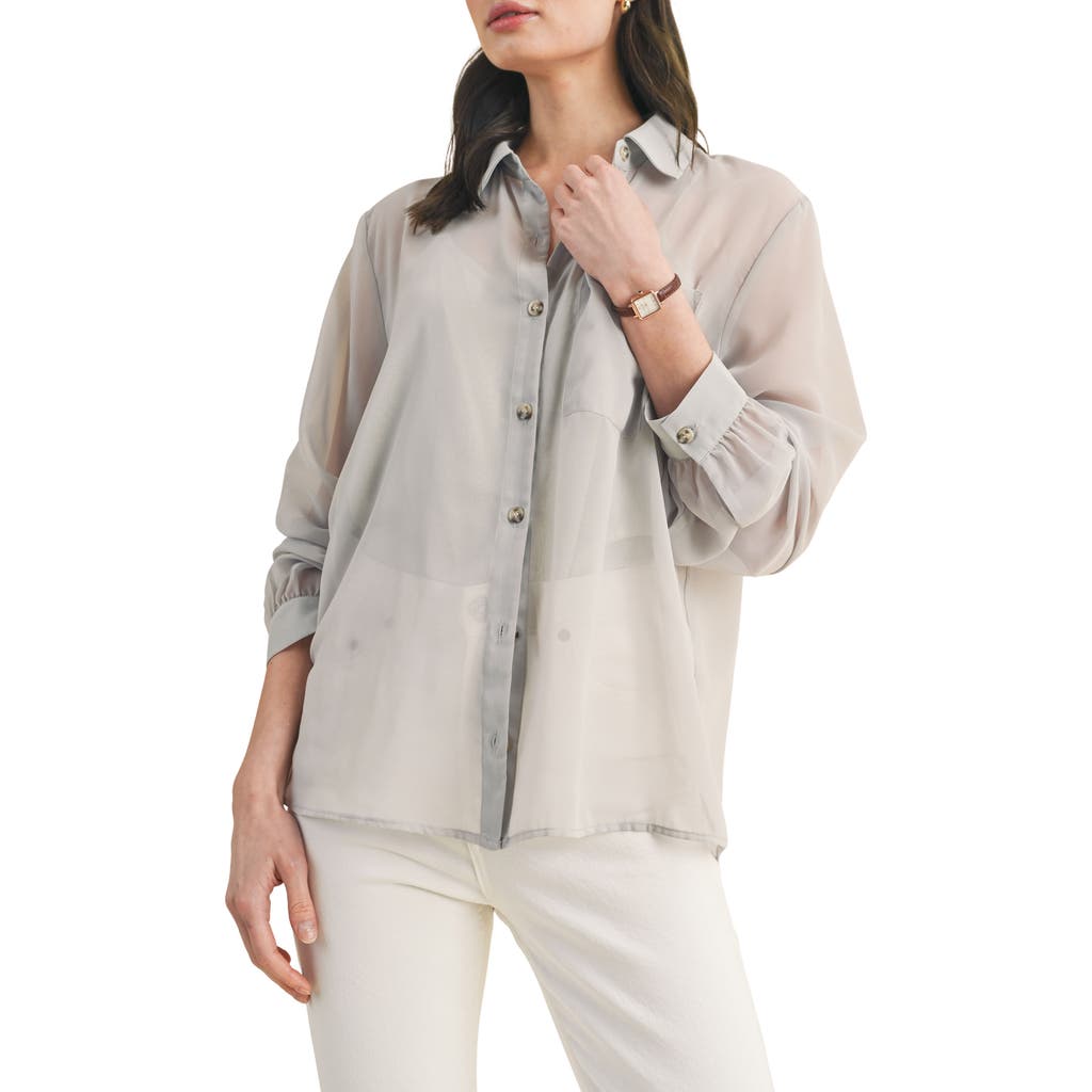 Wishlist Chiffon Button Front Shirt With Cami In Grey