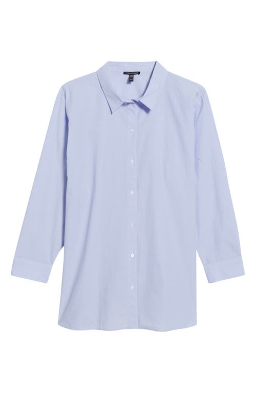 Eileen Fisher Classic Collar Easy Organic Cotton Button-up Shirt In Blue
