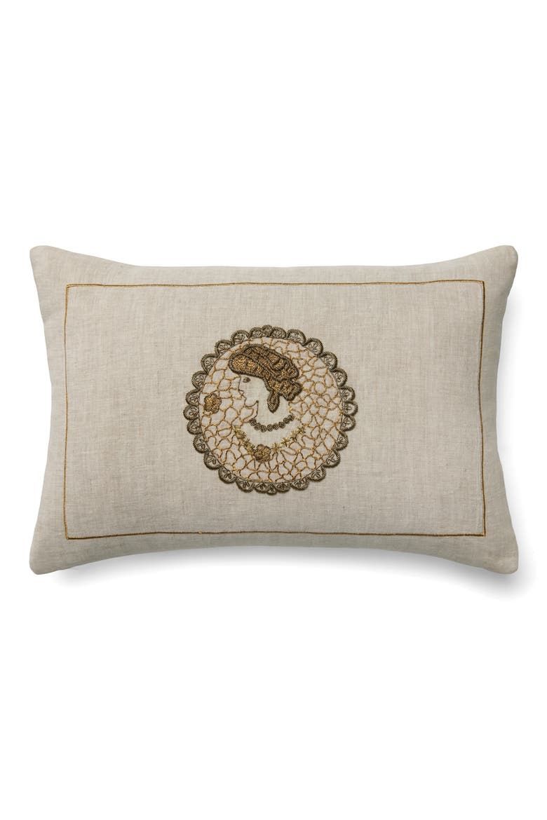 Cameo Accent Pillow, Main, color, NATURAL/ GOLD