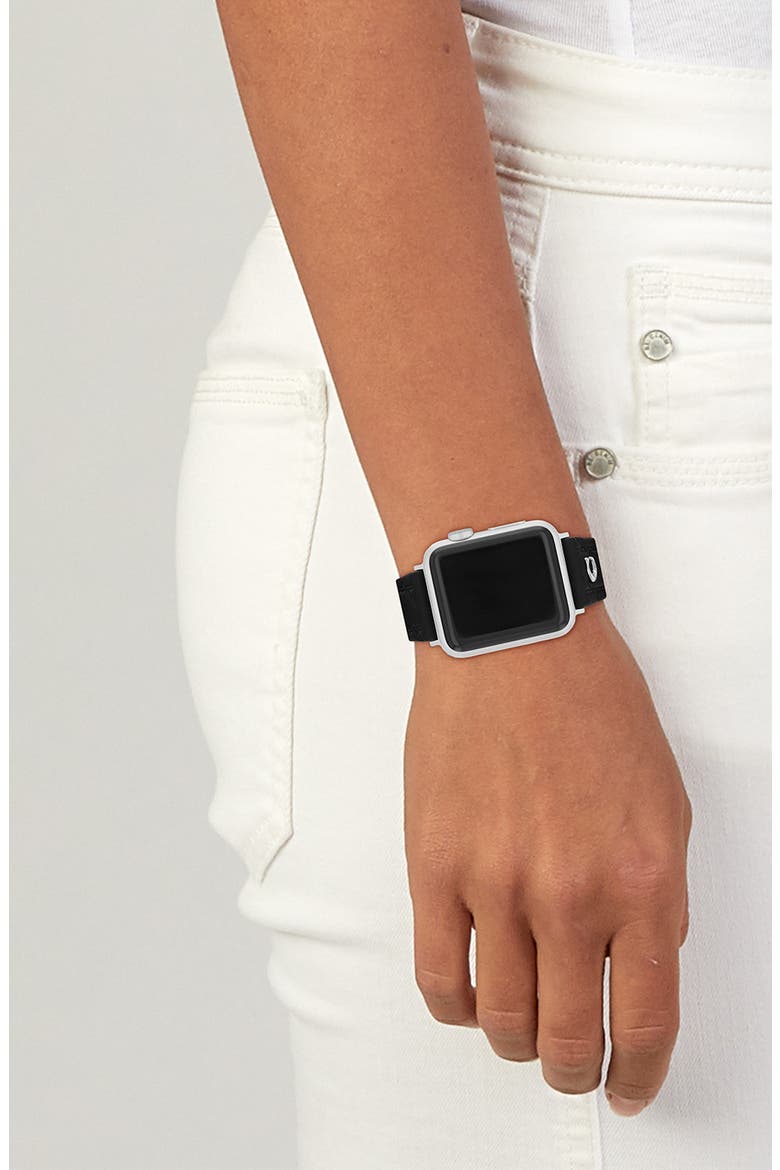 Quilted Silicone 38mm Apple Watch® Watchband, Alternate, color, BLACK