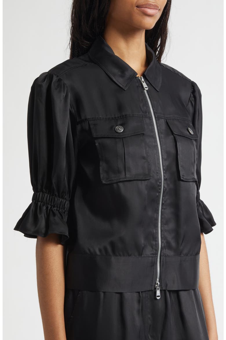 Holly Ruffle Sleeve Jacket, Alternate, color, BLACK