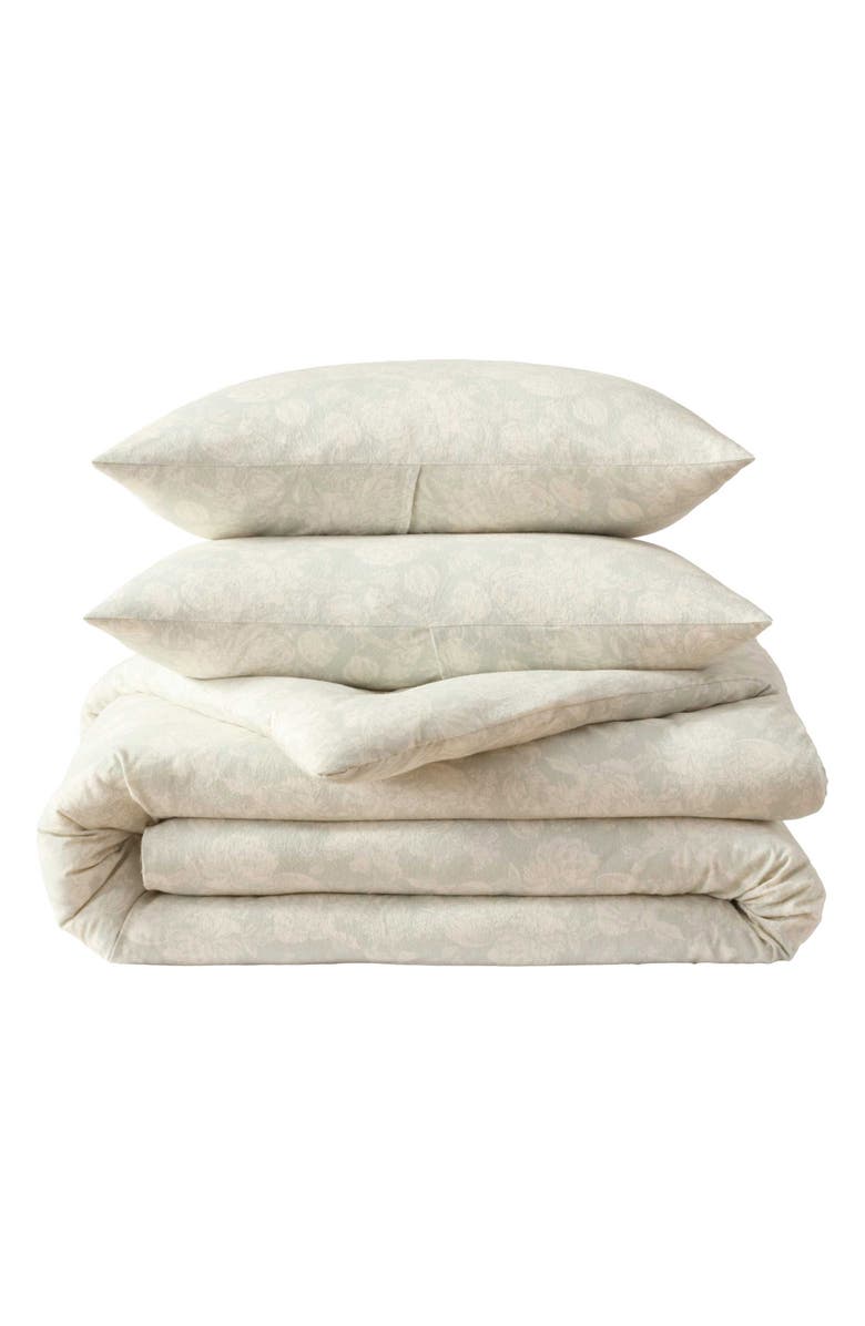 Laura Ashley Meredith Cotton Flannel Comforter & Sham Set, Main, color, Light Grey