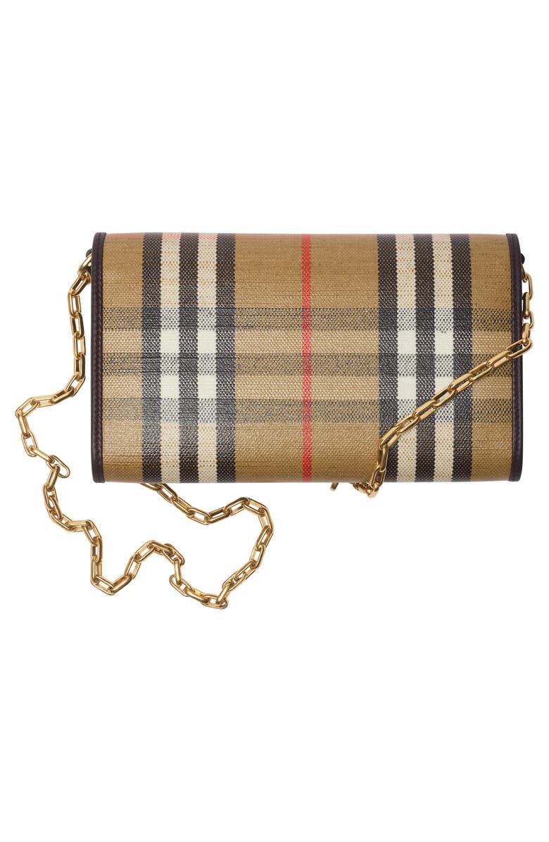 Burberry Highlands Coated Canvas Wallet on a Chain, Alternate, color, Sand