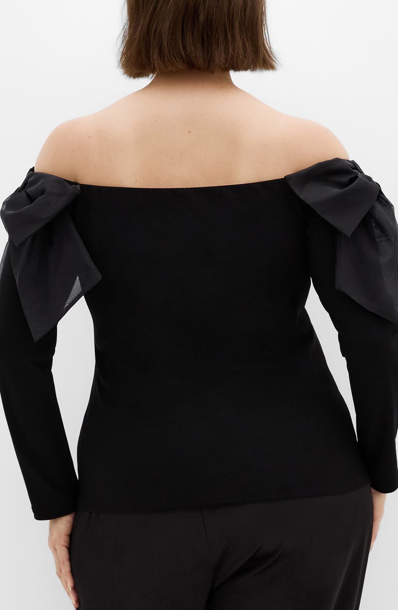 City Chic Stacie Off the Shoulder Long Sleeve Top, Alternate, color, Black
