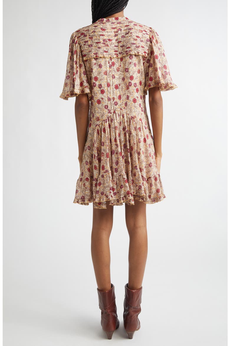 Daynia Floral Cotton Blend Dress, Alternate, color, ECRU/ RASPBERRY