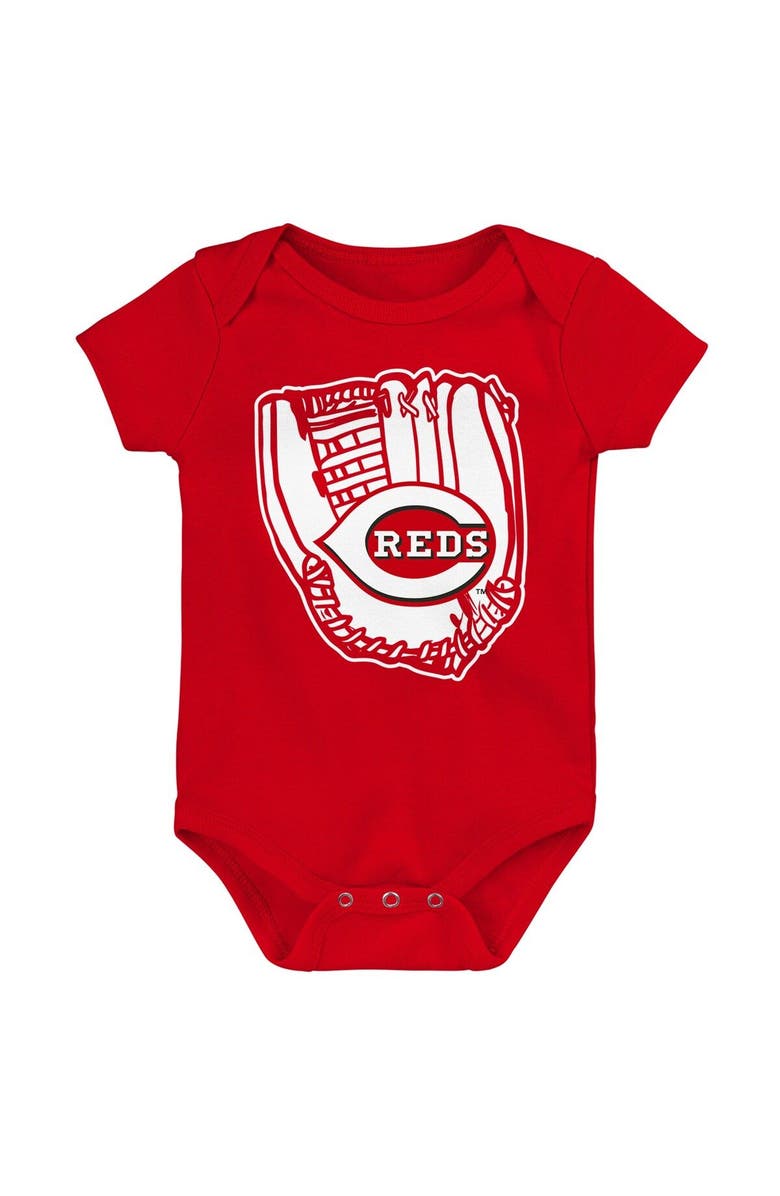 Outerstuff Newborn & Infant Heather Gray/Red/White Cincinnati Reds Minor League Player Three-Pack Bodysuit Set, Alternate, color, Heather Gray