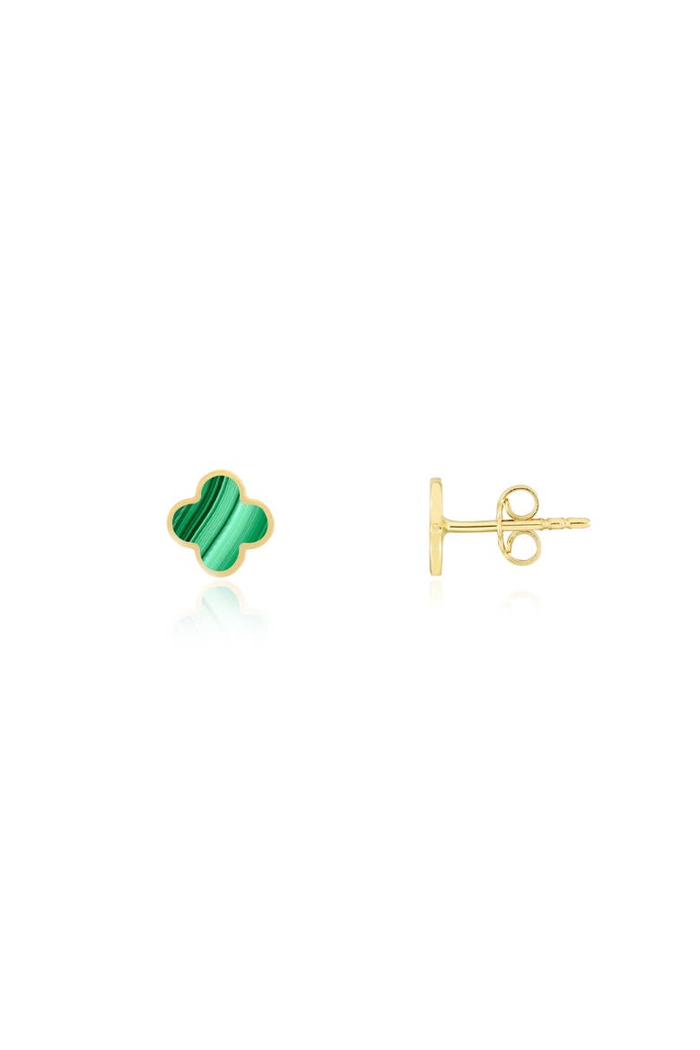 Mini Malachite Clover Stud Earrings, Main, color, Malachite