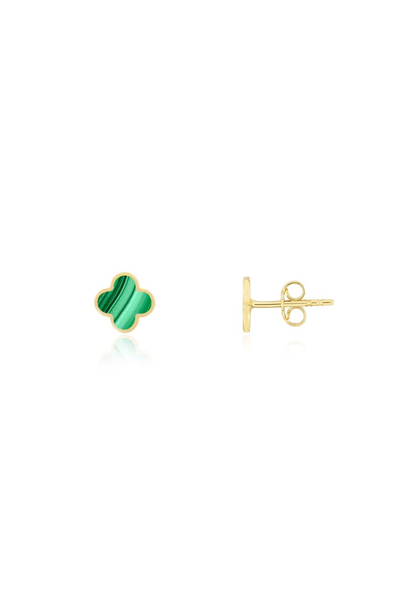 The Lovery Fine Jewelry Mini Malachite Clover Stud Earrings, Main, color, Malachite