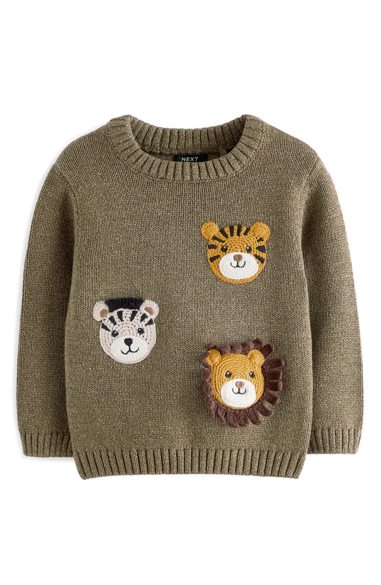 NEXT Kids' Safari Appliqué Cotton Graphic Sweater, Main, color,
