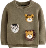 NEXT Kids' Safari Appliqué Cotton Graphic Sweater