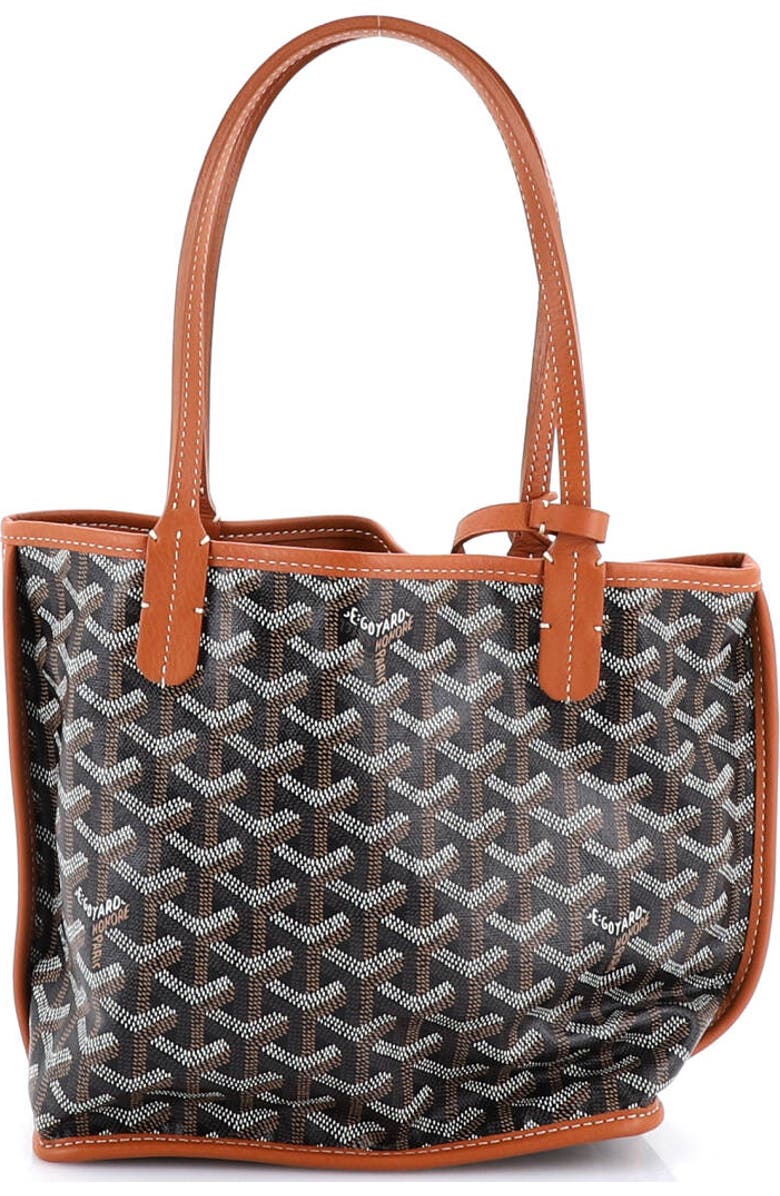 Pre-Owned Goyard Anjou Reversible Tote Printed Coated Canvas Mini, Alternate, color, Brown