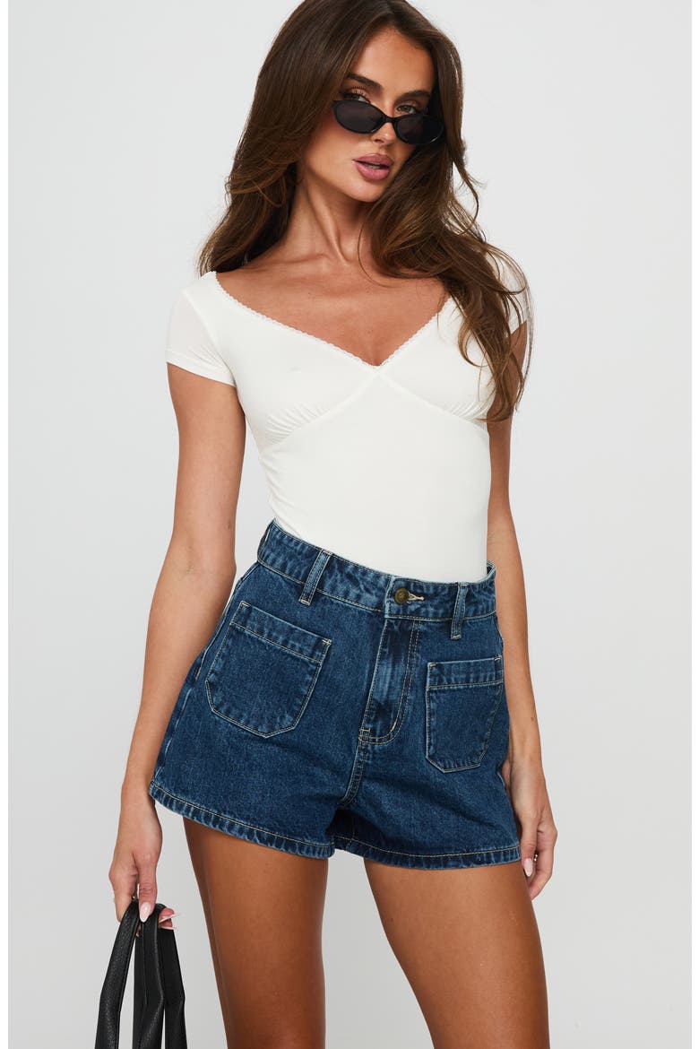 Take My Breath High Waist Denim Shorts, Alternate, color, BLUE