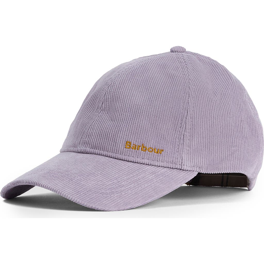 Barbour Oakley Corduroy Baseball Cap In Purple