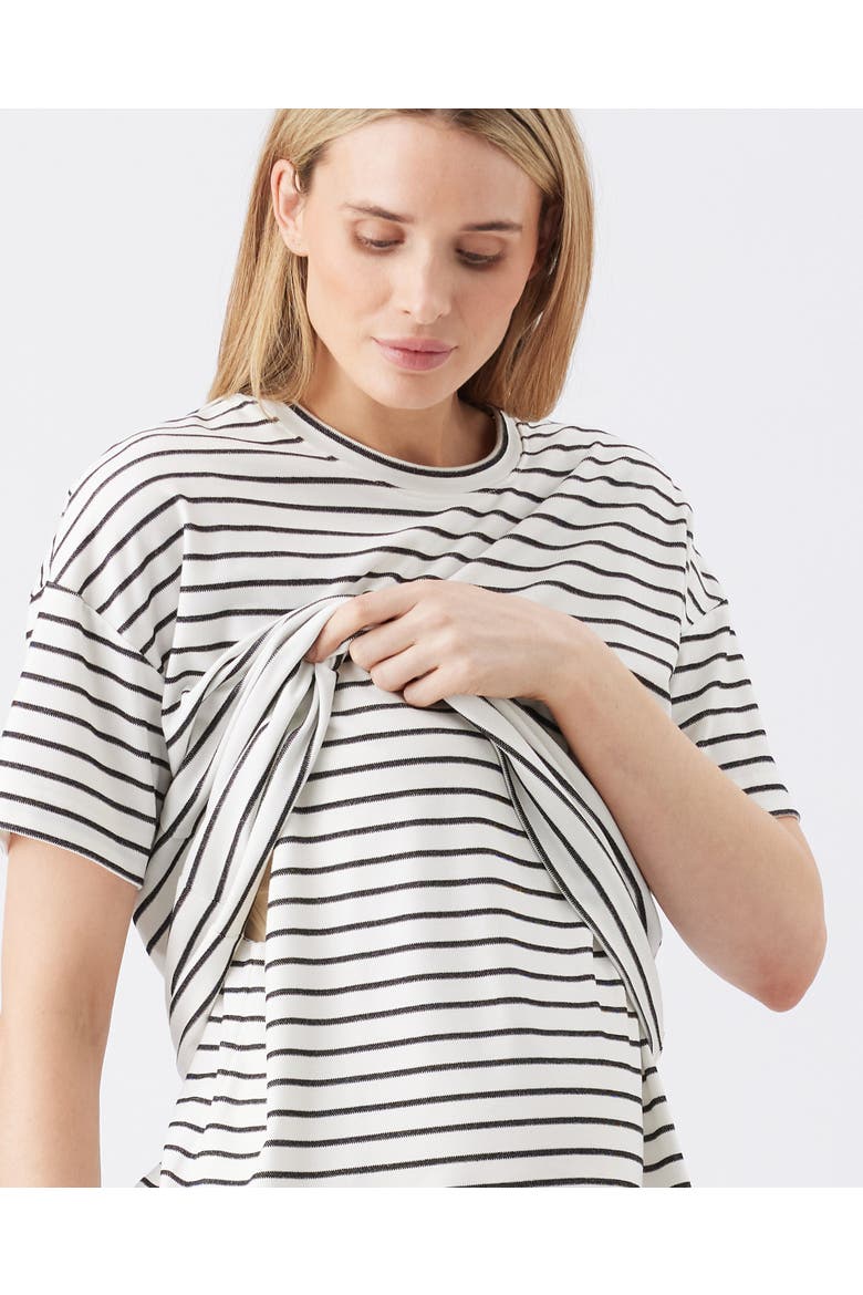 Jada Stripe Nursing Tee, Alternate, color, White / Black