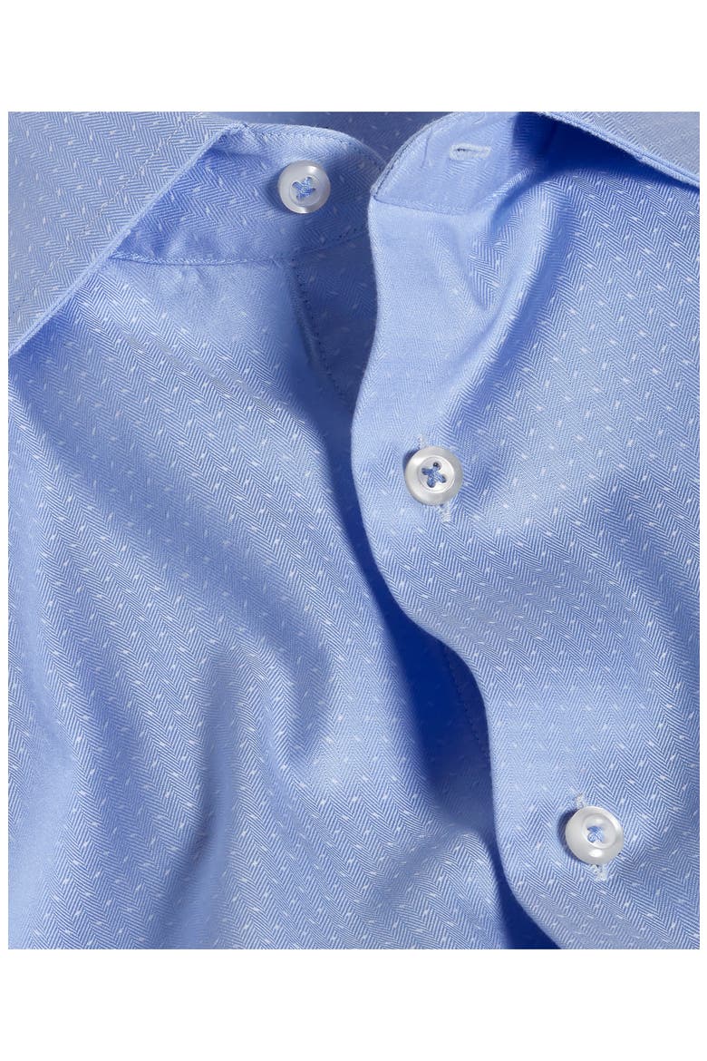 Trim Fit Light Blue Microdobby Cotton Herringbone Dress Shirt, Alternate, color, SKY