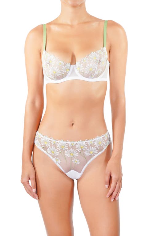 Huit Dance Des Fleurs Embroidered Mesh Underwire Bra In Floral Green