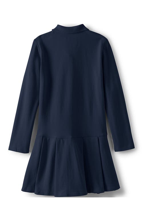 LANDS' END LANDS' END GIRLS LONG SLEEVE MESH PLEATED POLO DRESS 