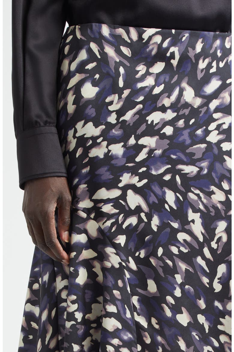 Elton Abstract Animal Print A-Line Midi Skirt, Alternate, color, BLACK ANIMAL
