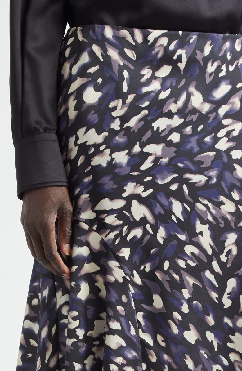 Altuzarra Elton Abstract Animal Print A-Line Midi Skirt, Alternate, color, Black Animal