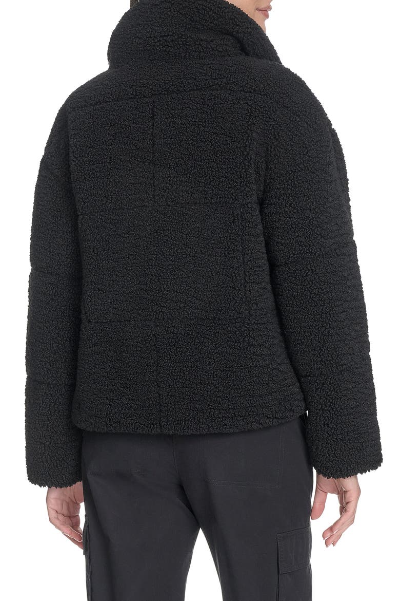 Quilted Faux Fur Short Teddy Jacket, Alternate, color, BLACK