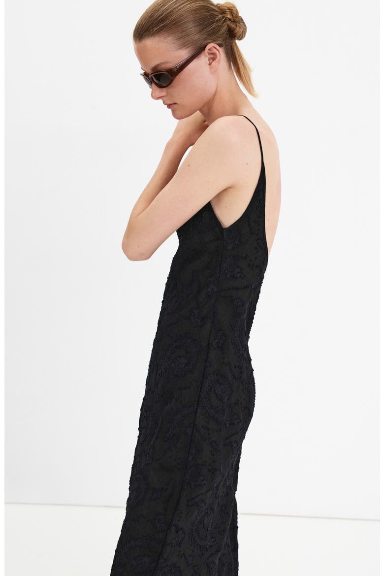 Embroidered Chiffon Slipdress, Alternate, color, BLACK