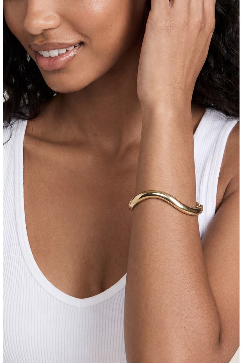 Squared Metal Bangle, Alternate, color, GOLD