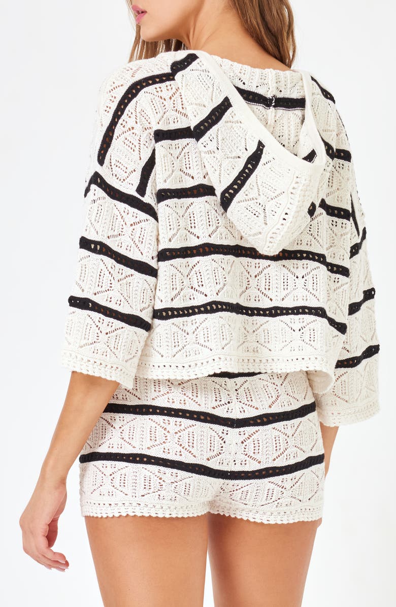 LSPACE Diamond Eyes Stripe Cover-Up Hoodie, Alternate, color, Starcrossed Stripe