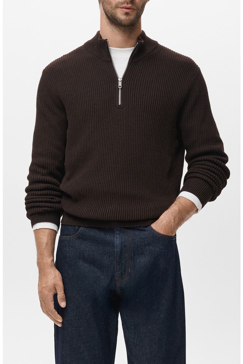 Perkins Quarter Zip Sweater, Main, color, CHOCOLATE