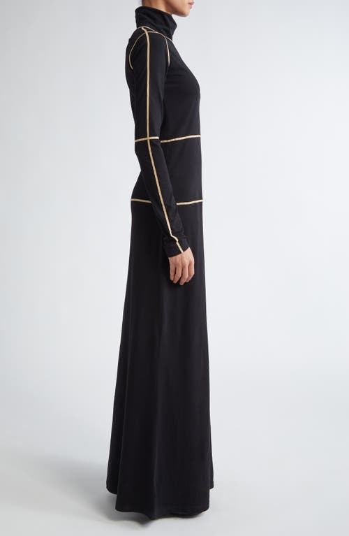 Mm6 Maison Margiela Contrast Seam Long Sleeve Turtleneck Dress In Black