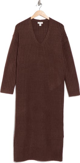 Long Sleeve V-Neck Sweater Dress
