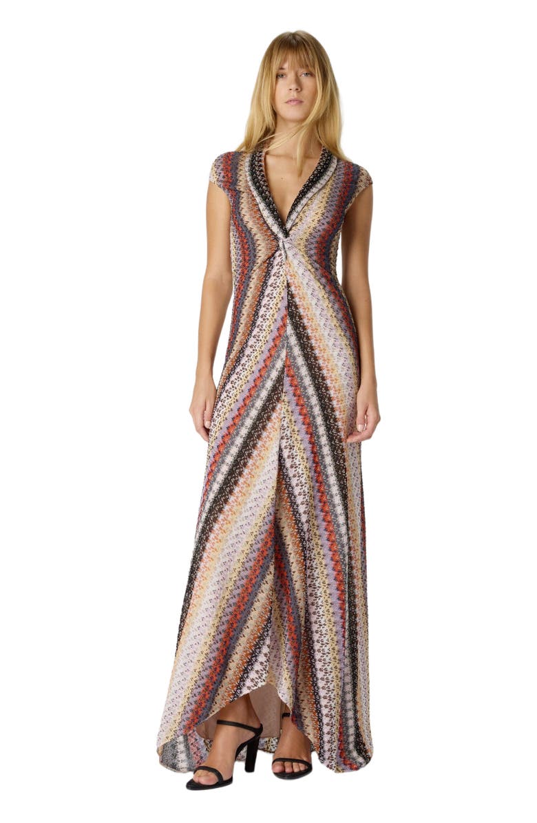 Missoni Long Dress With Knot And Neckline, Main, color, Red 
Blue